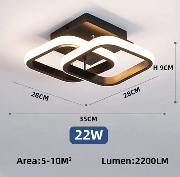 LumiSquare Dimbare Vierkante Plafondlamp – Moderne LED Kroonluchter voor Woonkamer en Slaapkamer