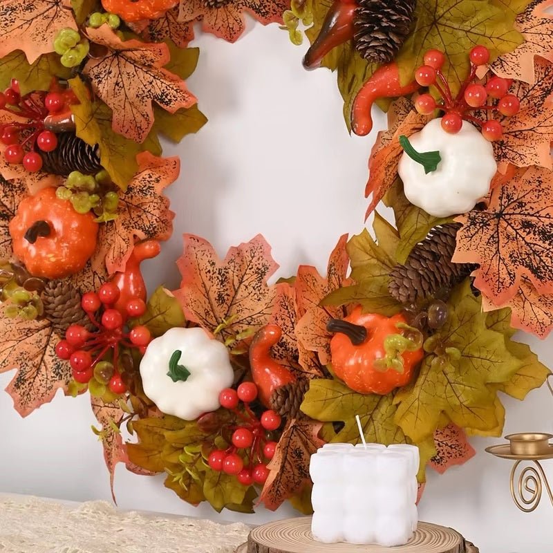 Fleurond Krans – Luxe Herfst- en Kerstdecoratie 50CM Weerbestendige Decoratieve Krans