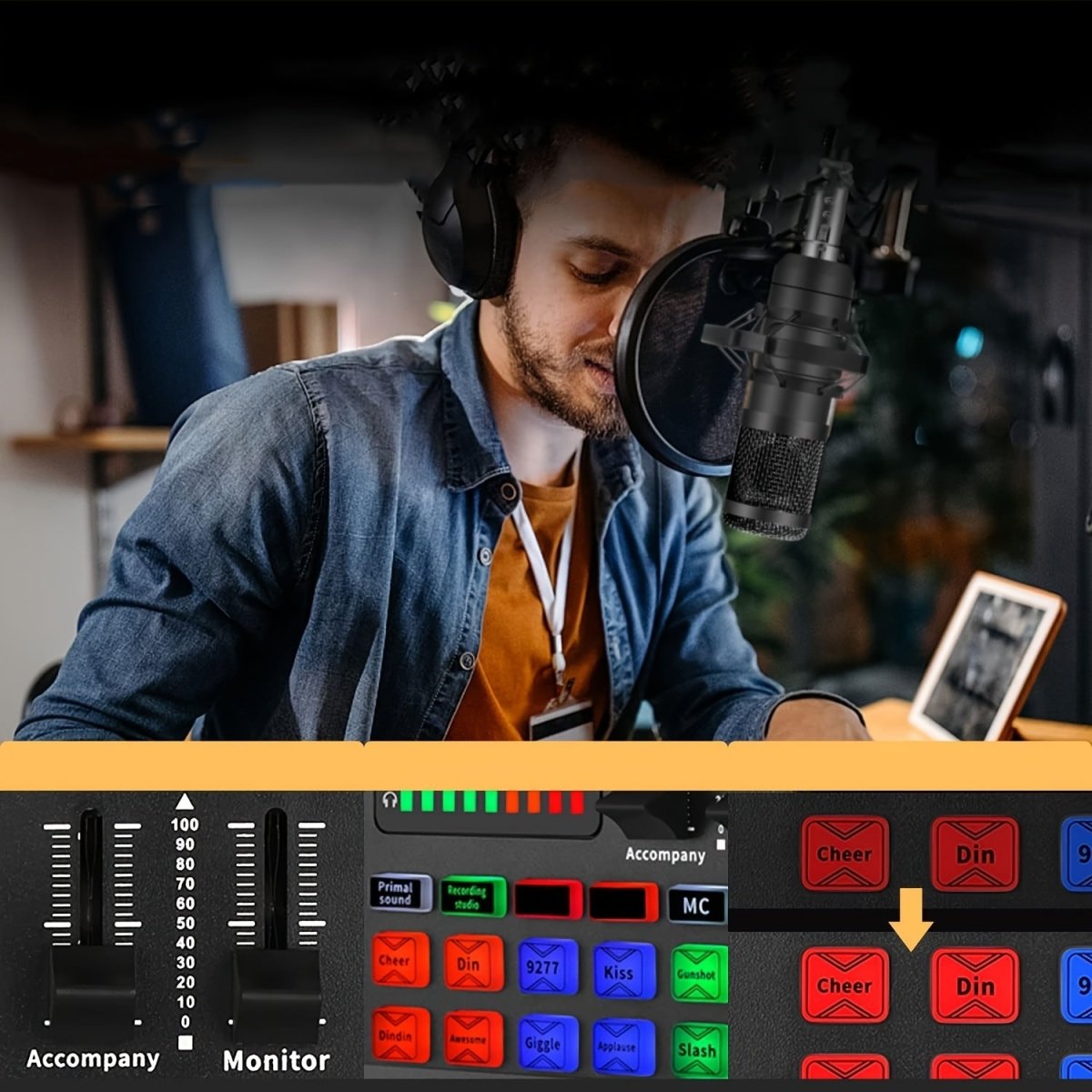 Complete Podcast Microfoon Set met Condensator Microfoon, Mixer en Armstand