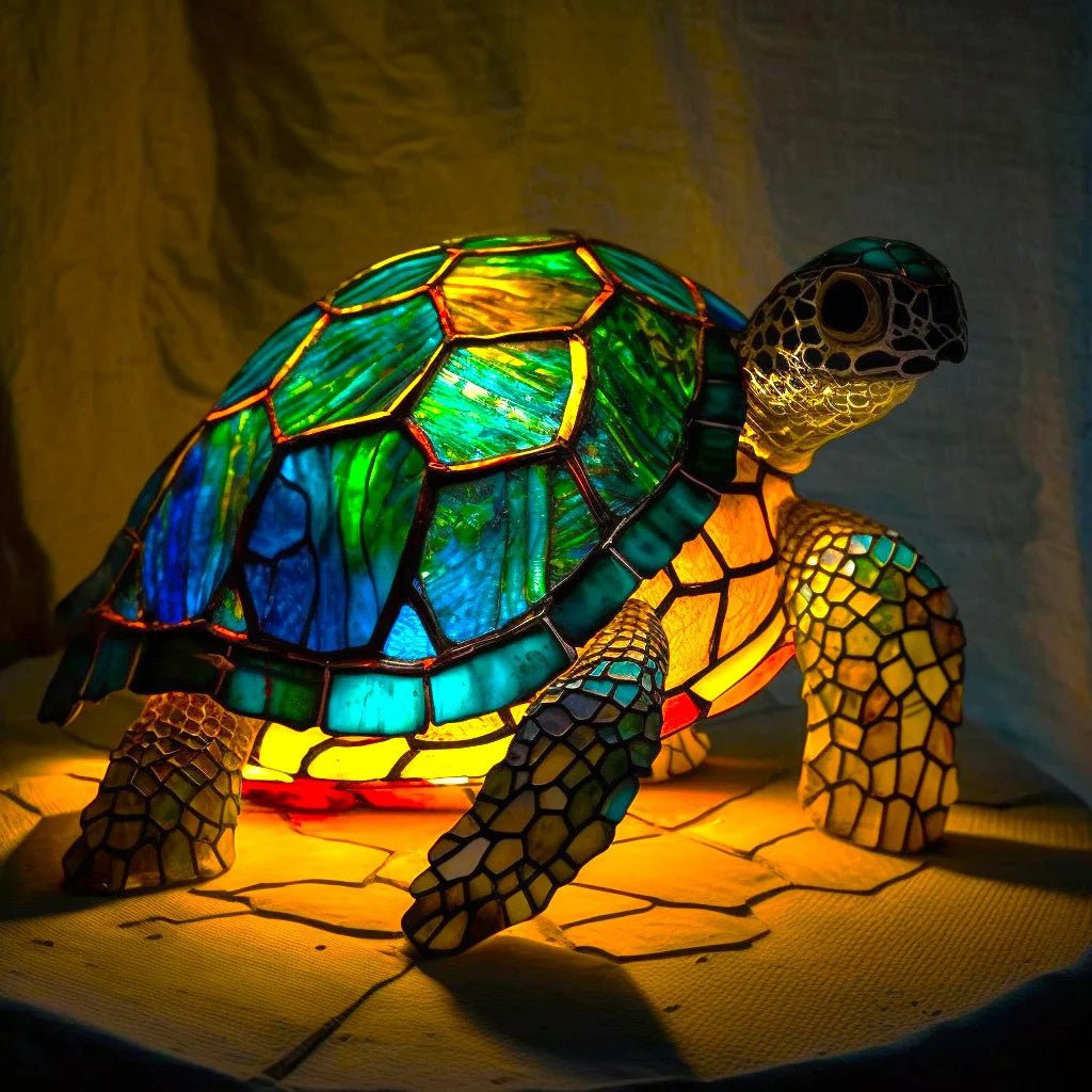 Elleph™ Kunst Tafellamp - Unieke Dierenlamp in Glas-in-Loodstijl