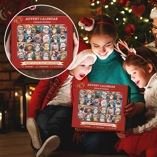 CatPuzzles™ Advent Kalender Puzzel | 1000 Stukjes Kerst Katten