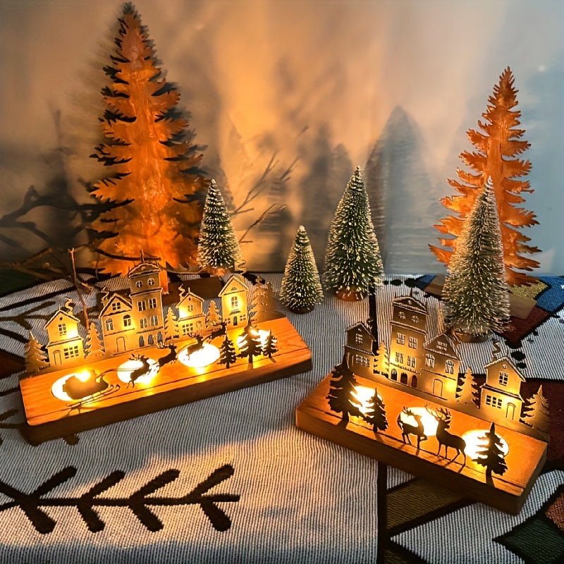 Nordica™ Houten Kerst Kaarsenhouder - Decoratieve Tafelset, Houten Kerstdecoratie