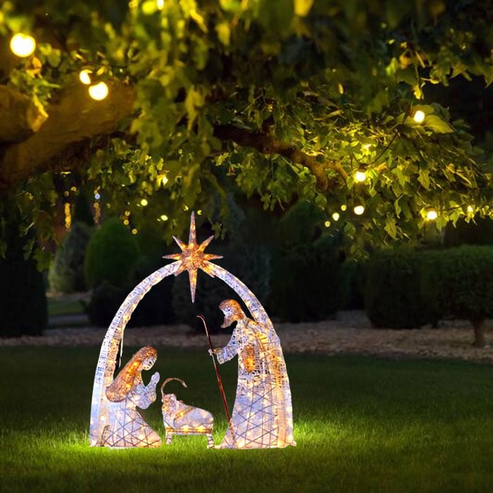 Buiten LED Kerstdecoratie - Weerbestendige Verlichte Kerstscène voor Tuin en Terras