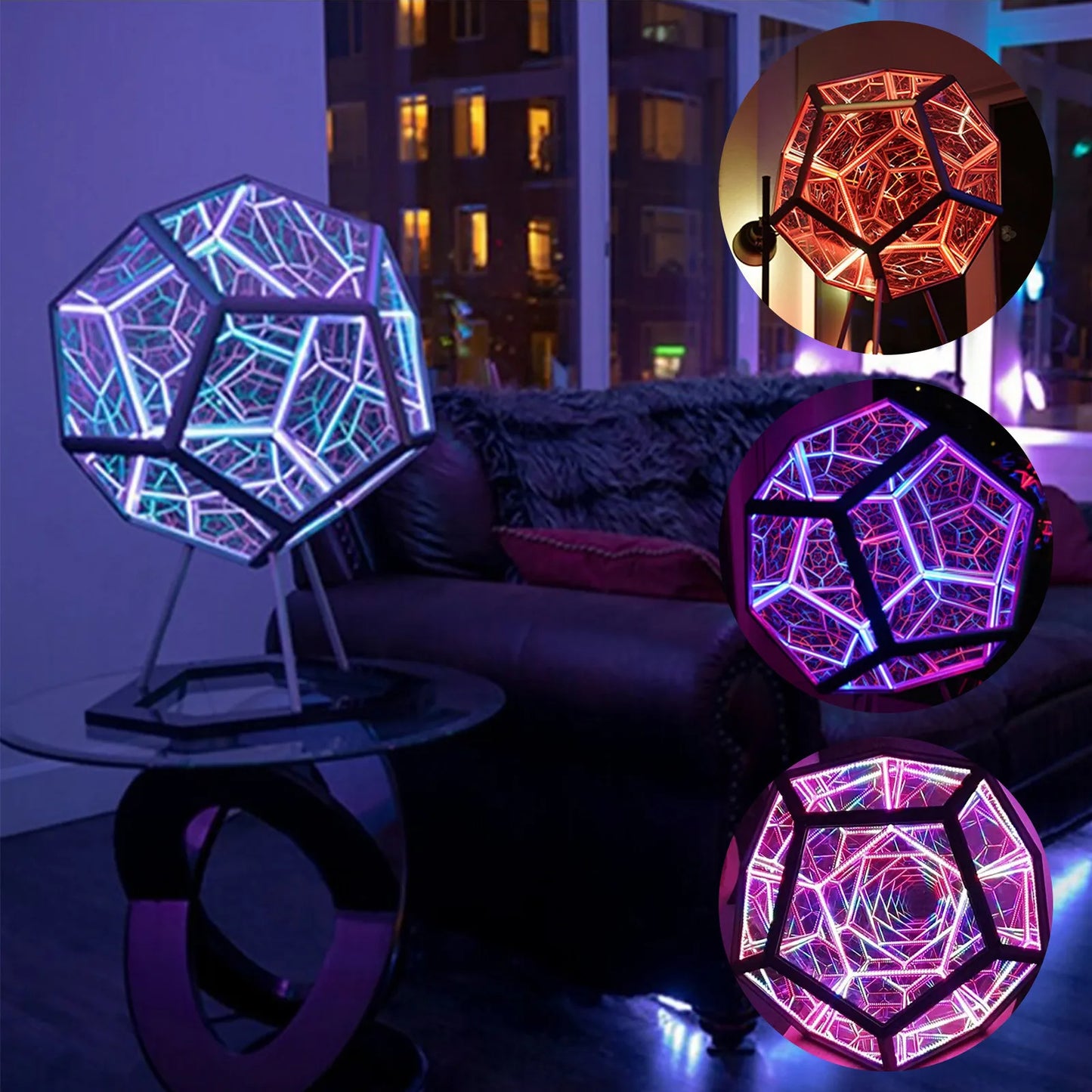 Infiniluxe Dodecahedron Lamp met Afstandsbediening – Unieke 3D LED Infinity Lamp voor Sfeerverlichting