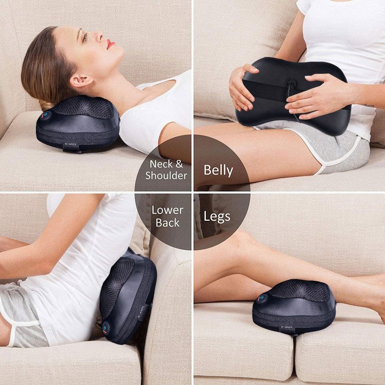 Relaxo Shiatsu Kussen Massager – Diepe Kneedmassage met Warmte voor Nek, Schouders en Rug