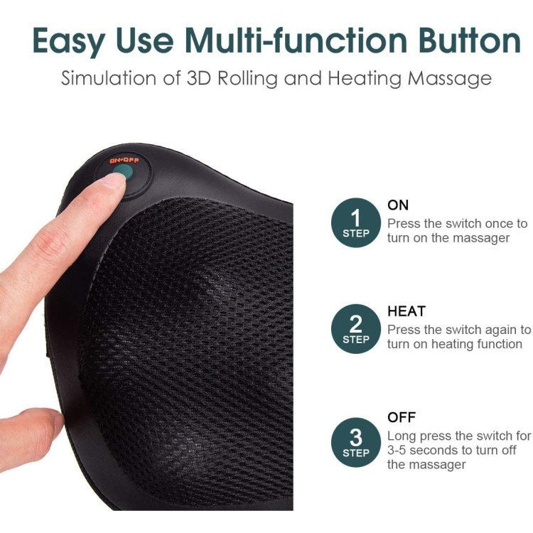 Relaxo Shiatsu Kussen Massager – Diepe Kneedmassage met Warmte voor Nek, Schouders en Rug