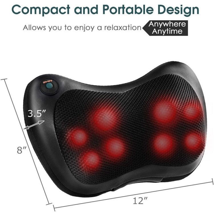 Relaxo Shiatsu Kussen Massager – Diepe Kneedmassage met Warmte voor Nek, Schouders en Rug