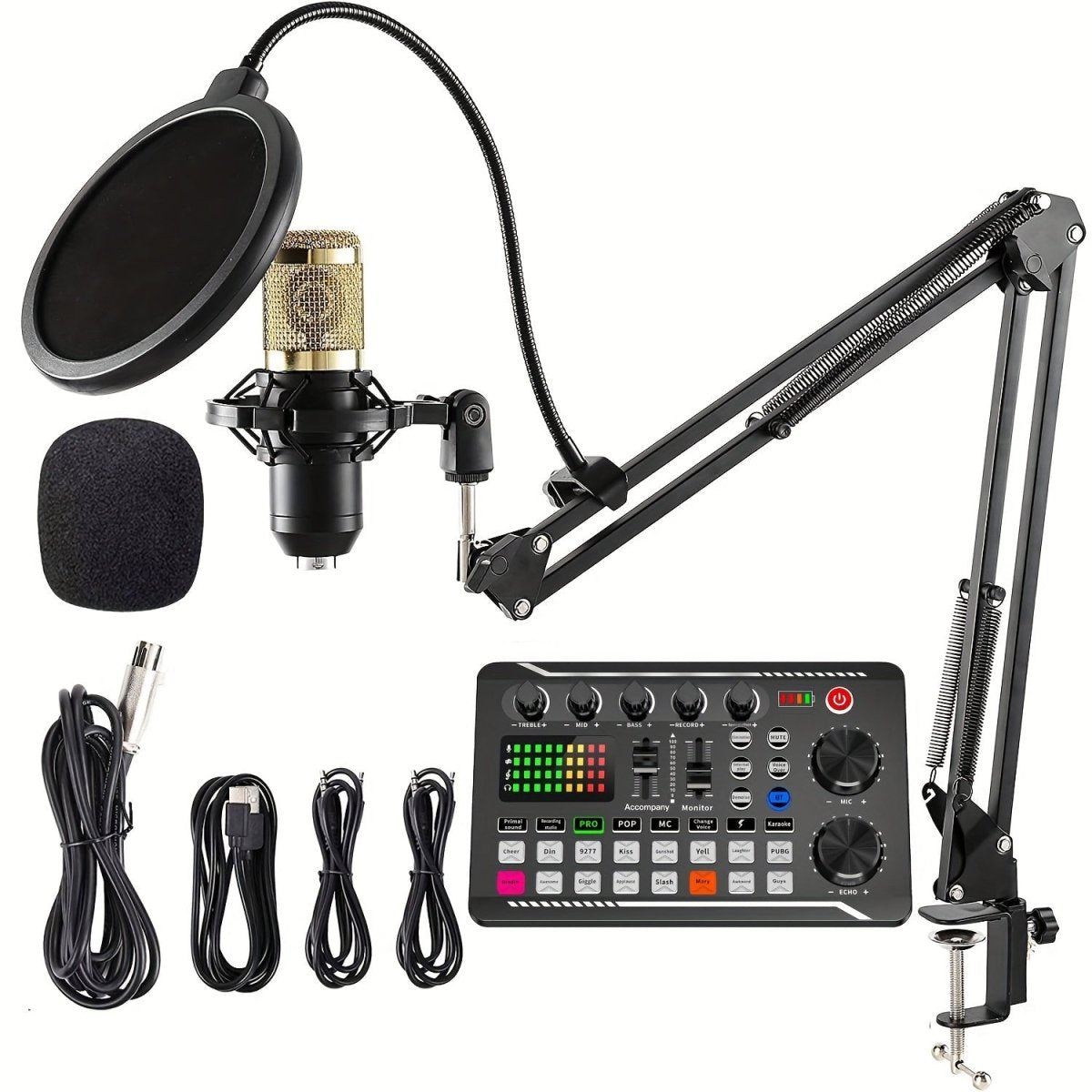 Complete Podcast Microfoon Set met Condensator Microfoon, Mixer en Armstand