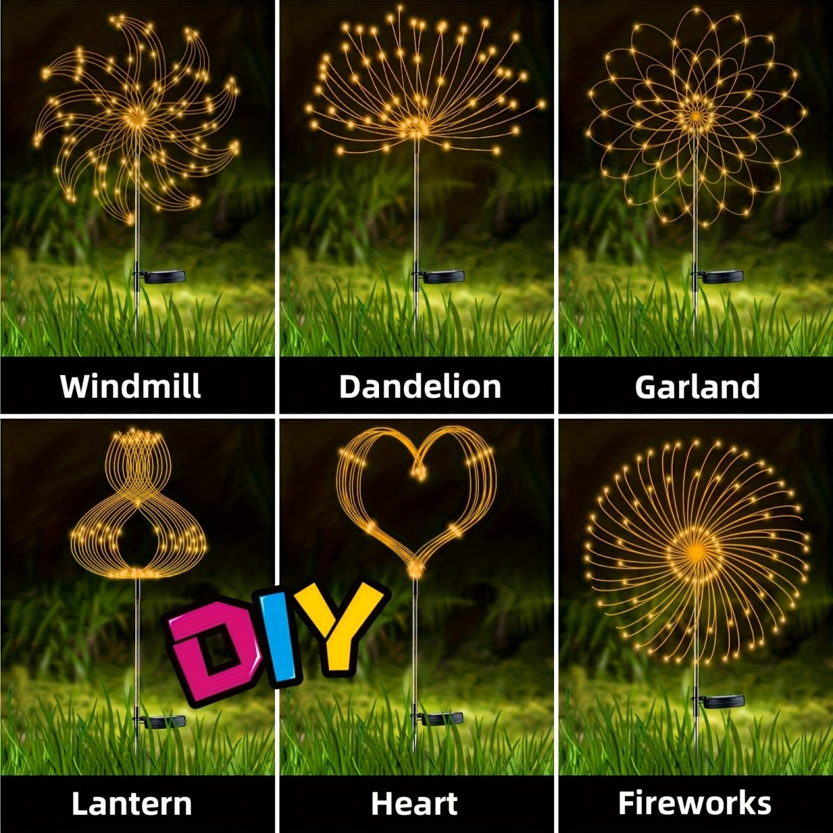 Solar Vuurwerk Tuinverlichting met 8 Modus LED's - Perfect voor Tuin, Pad en Feestdecoratie