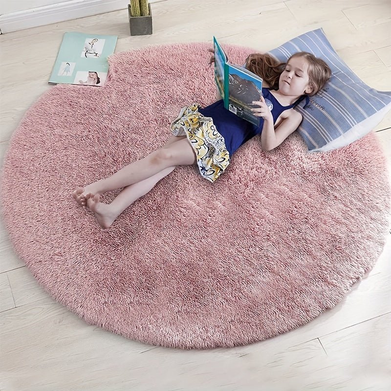 RoundSoft™ Fluffy Rond Vloerkleed – Zacht, Antislip & Wasbaar – Perfect voor Kinderkamer & Woonkamer