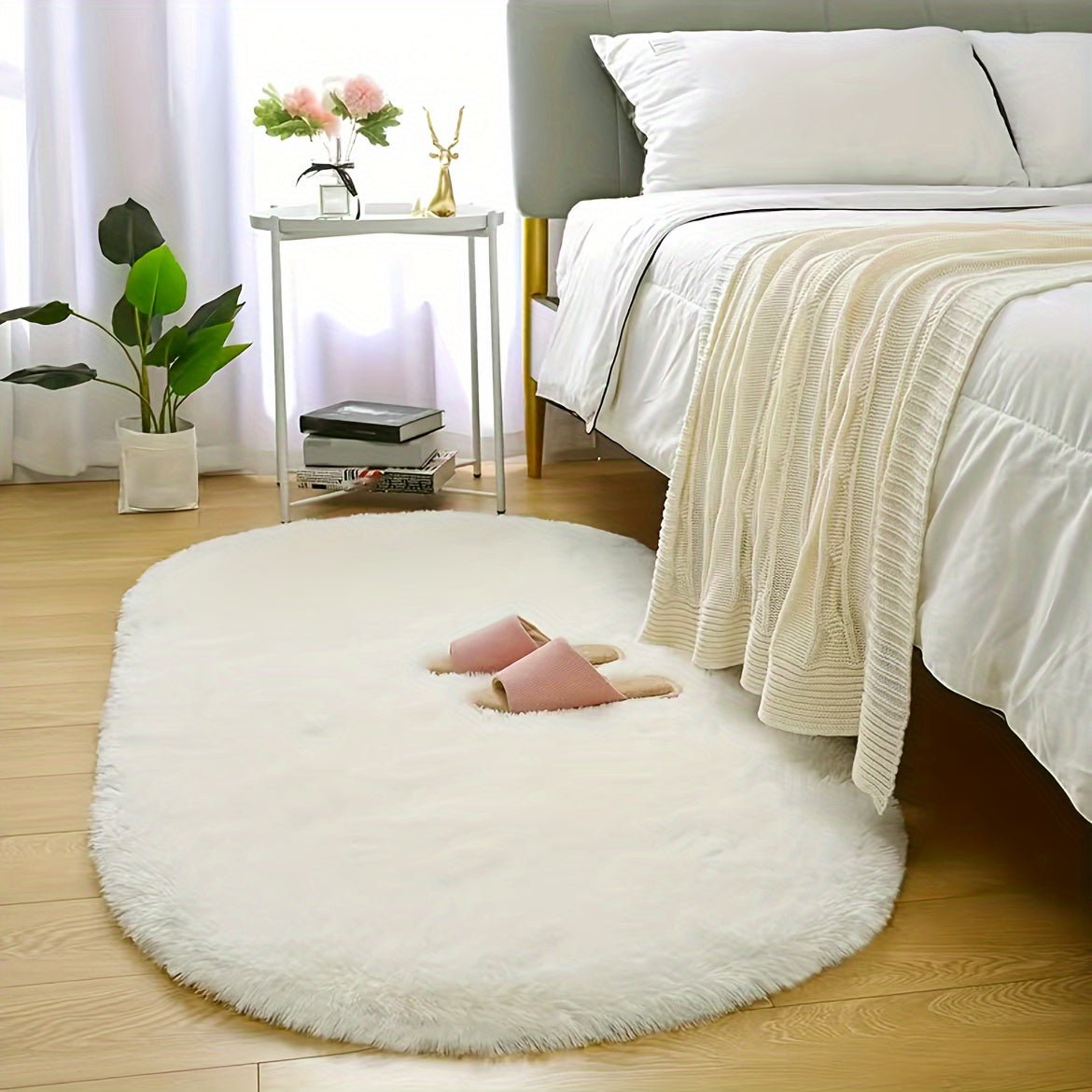 ComfyNest™ Fluffy Rond Vloerkleed – Wasbaar & Antislip – Zacht Shaggy Tapijt voor Slaapkamer of Woonkamer