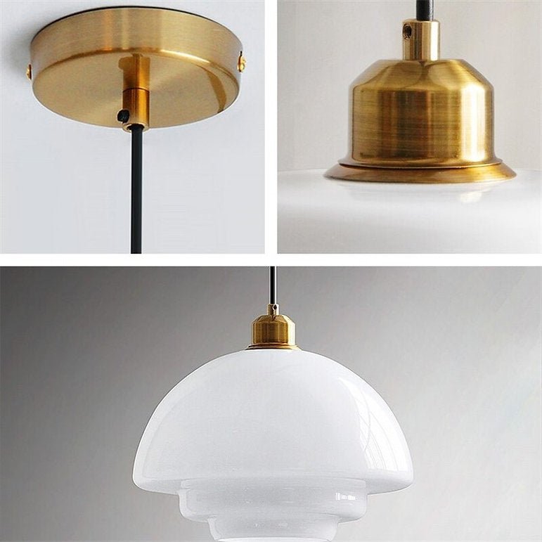 Mid-Century Hanglamp van Melkwit Glas - Elegante Glazen Plafondlamp voor Woonkamer en Eetkamer