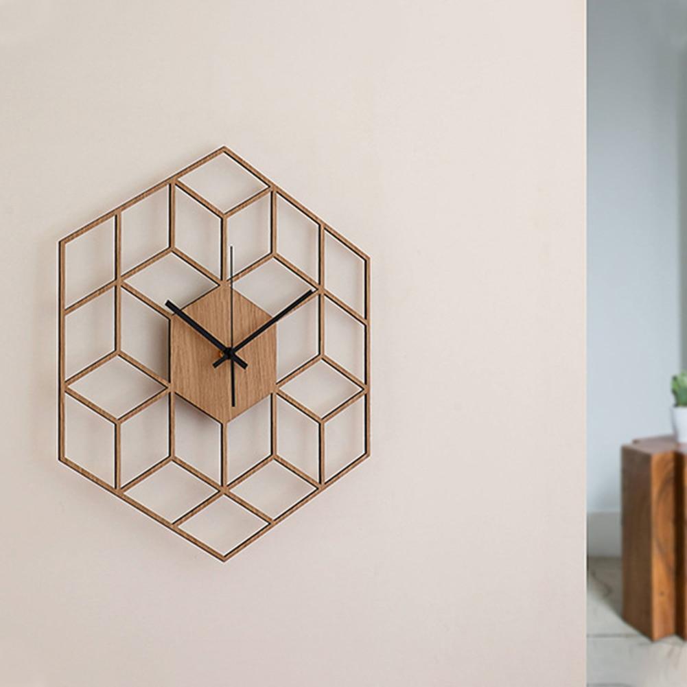 Hexagonale Houten Wandklok - Scandinavisch Design voor Modern Interieur