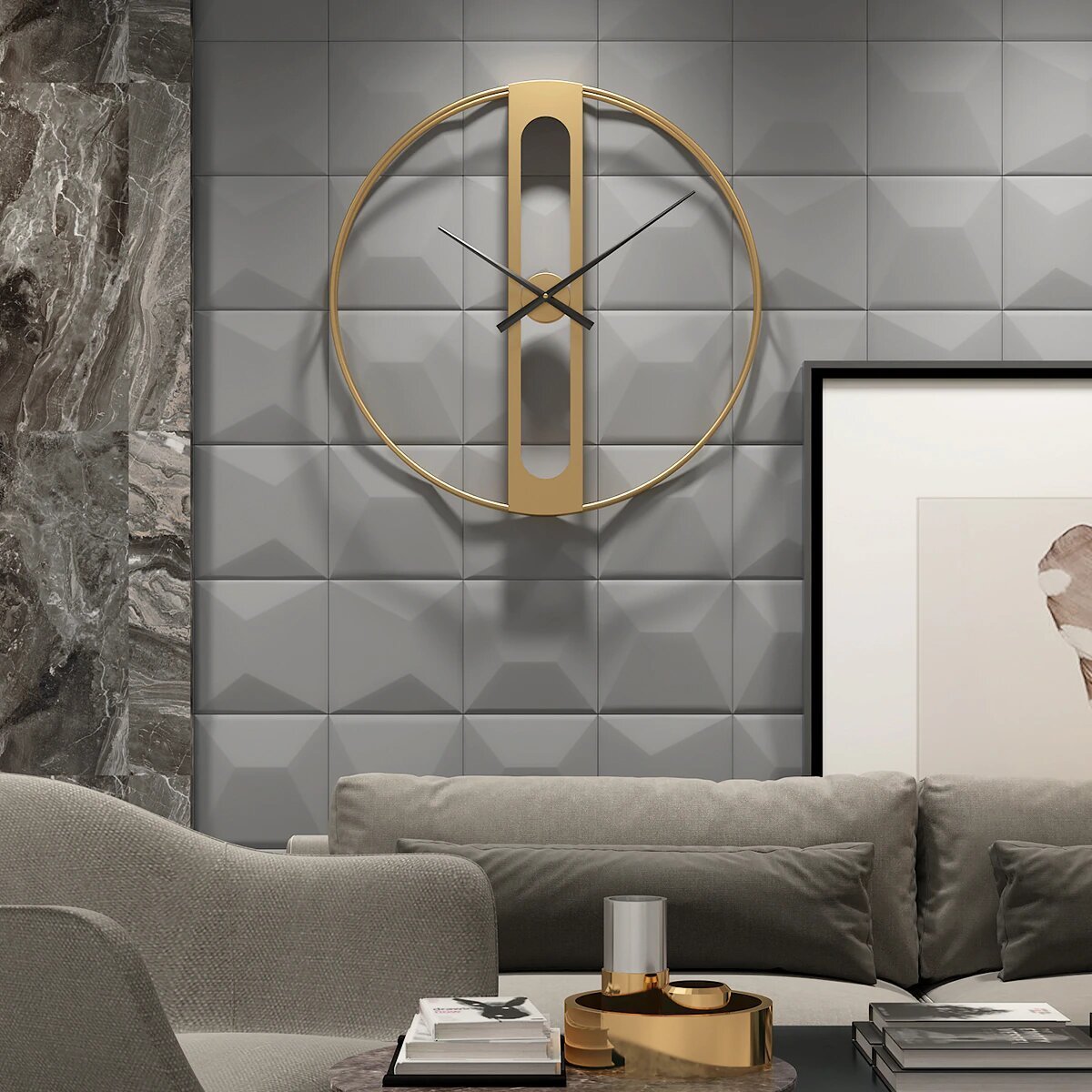 Moderne Gouden Wandklok - Minimalistisch Design voor Stijlvol Interieur