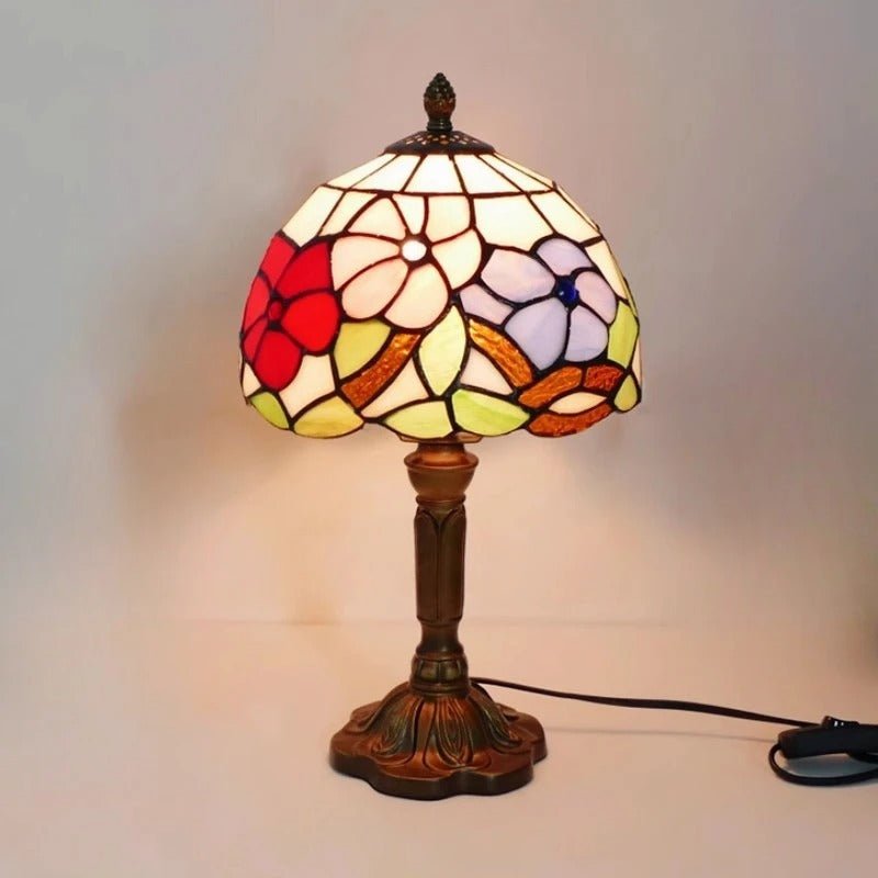 Vintage Tafellamp LED | Barokstijl Glas in Lood Tiffany Glaslamp