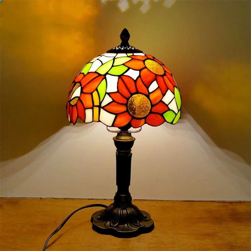 Vintage Tafellamp LED | Barokstijl Glas in Lood Tiffany Glaslamp