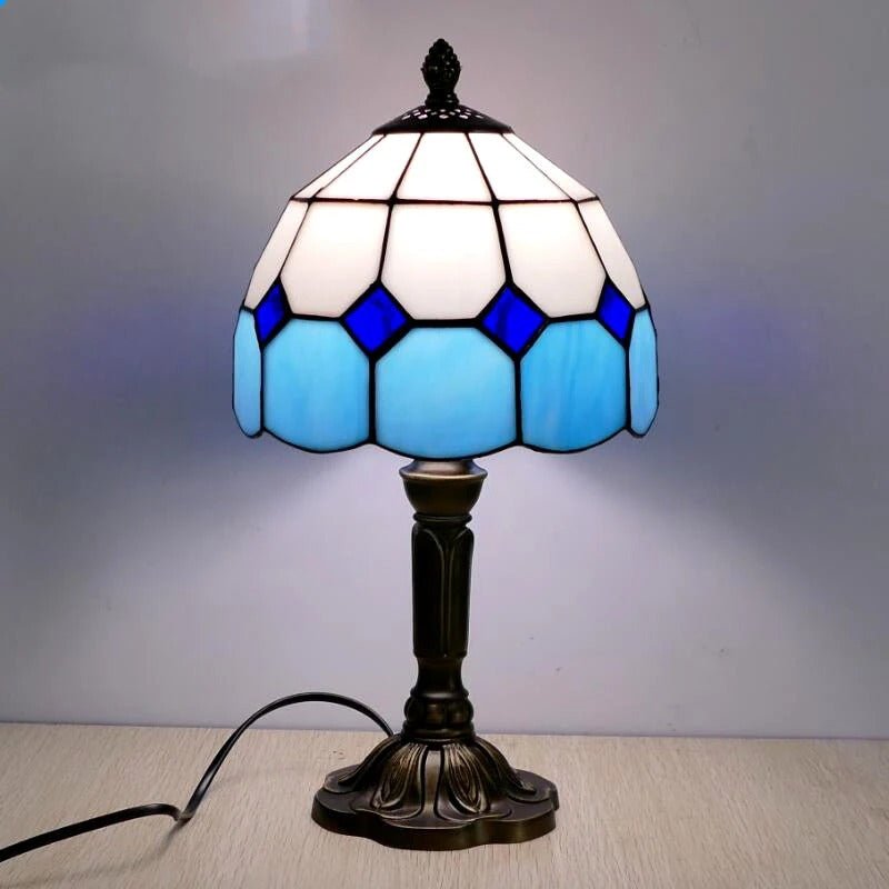 Vintage Tafellamp LED | Barokstijl Glas in Lood Tiffany Glaslamp