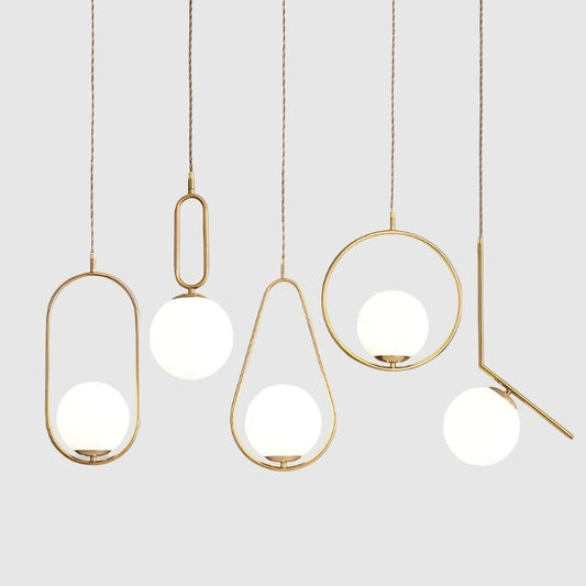 Minimalistische Hanglamp met Glazen Bol - Modern Verstelbare Plafondlamp voor Slaapkamer en Woonkamer