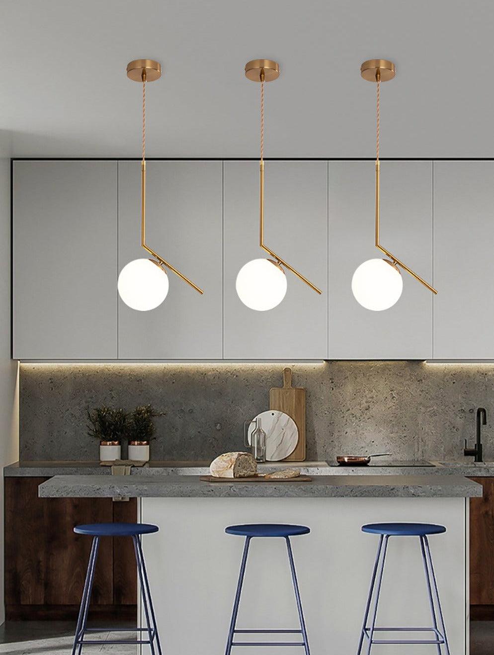 Minimalistische Hanglamp met Glazen Bol - Modern Verstelbare Plafondlamp voor Slaapkamer en Woonkamer