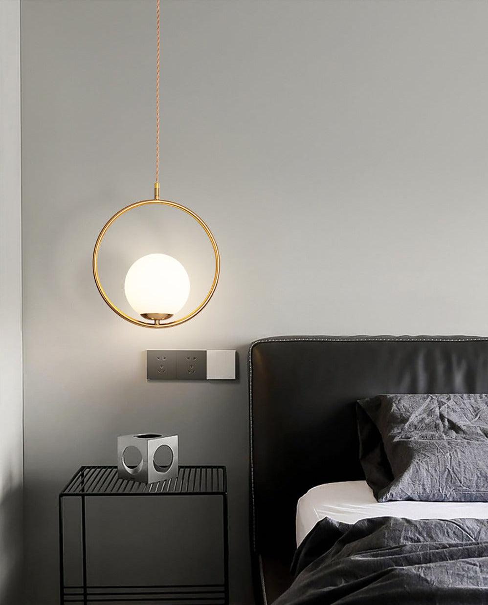 Minimalistische Hanglamp met Glazen Bol - Modern Verstelbare Plafondlamp voor Slaapkamer en Woonkamer