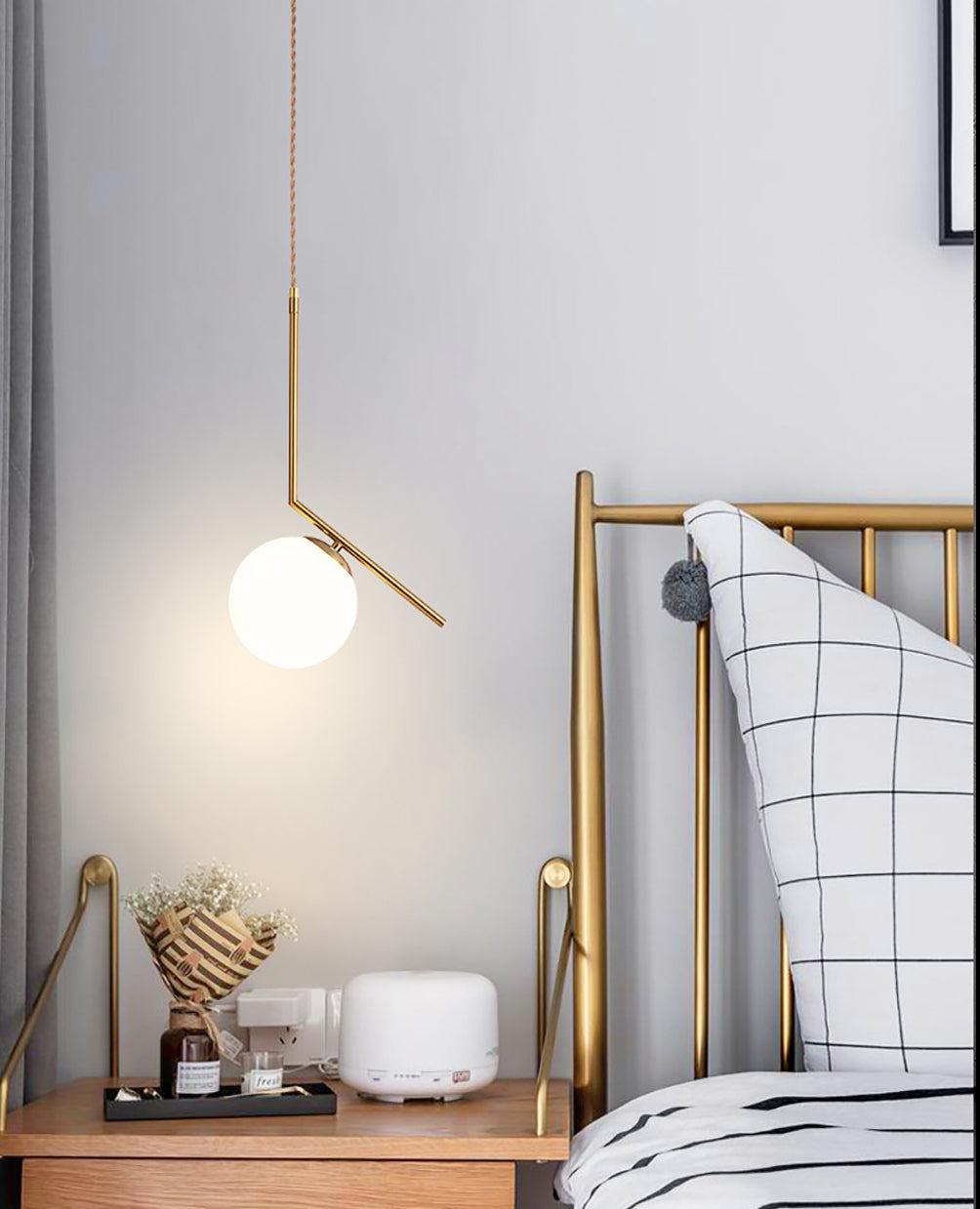 Minimalistische Hanglamp met Glazen Bol - Modern Verstelbare Plafondlamp voor Slaapkamer en Woonkamer