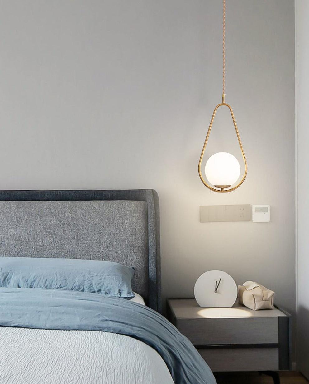 Minimalistische Hanglamp met Glazen Bol - Modern Verstelbare Plafondlamp voor Slaapkamer en Woonkamer