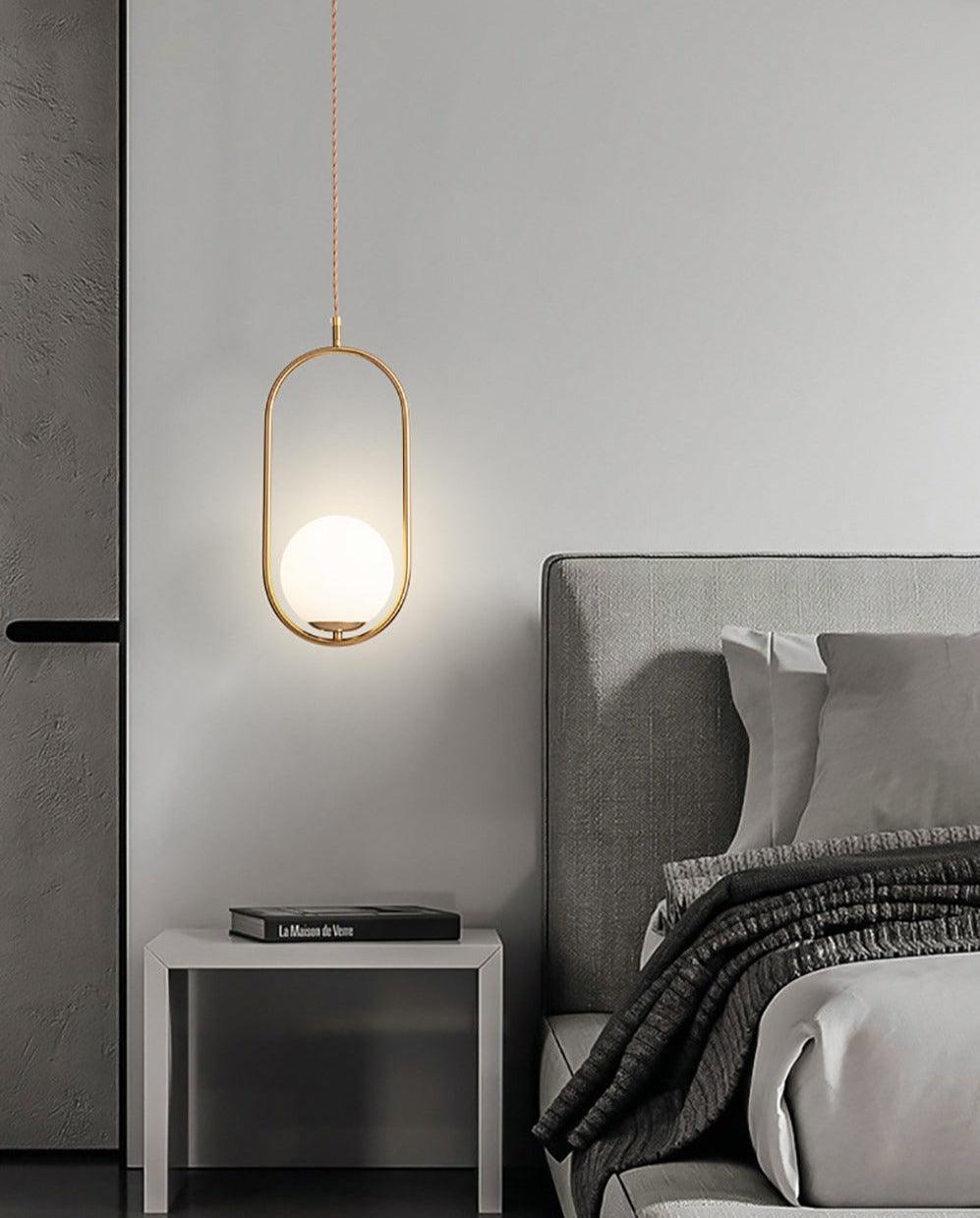 Minimalistische Hanglamp met Glazen Bol - Modern Verstelbare Plafondlamp voor Slaapkamer en Woonkamer