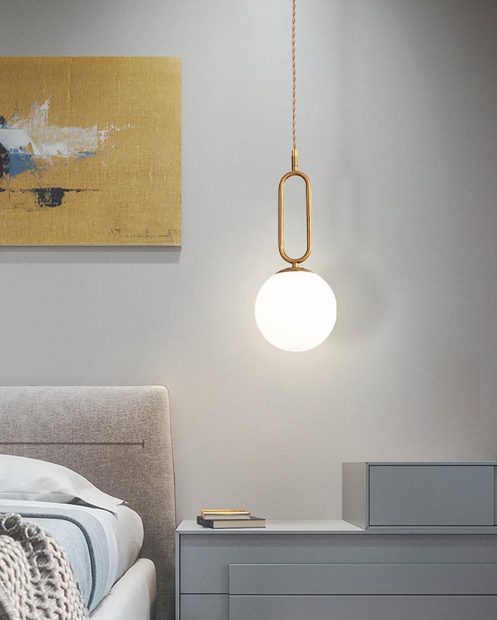 Minimalistische Hanglamp met Glazen Bol - Modern Verstelbare Plafondlamp voor Slaapkamer en Woonkamer