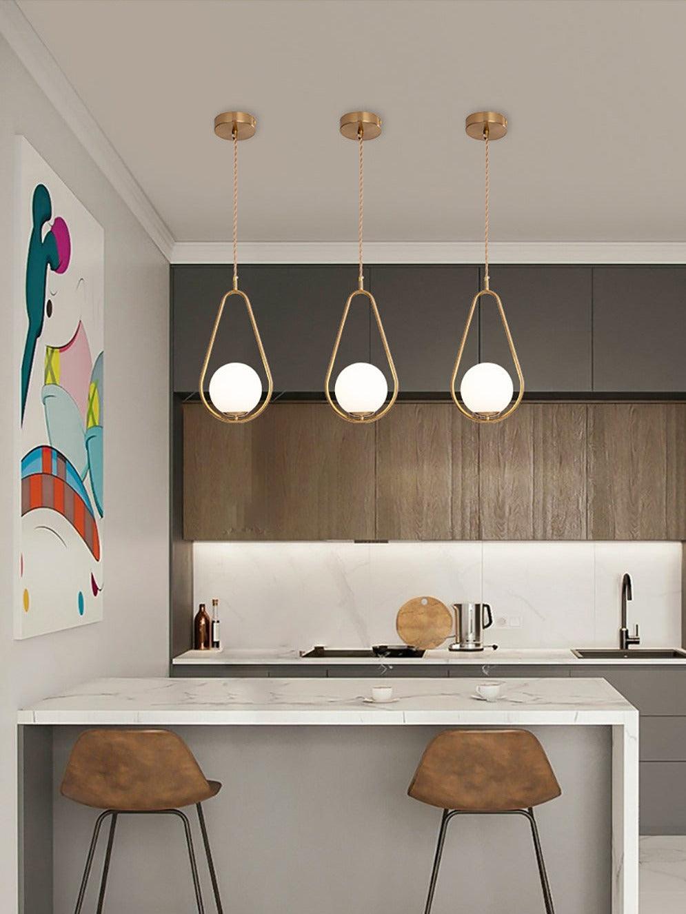 Minimalistische Hanglamp met Glazen Bol - Modern Verstelbare Plafondlamp voor Slaapkamer en Woonkamer