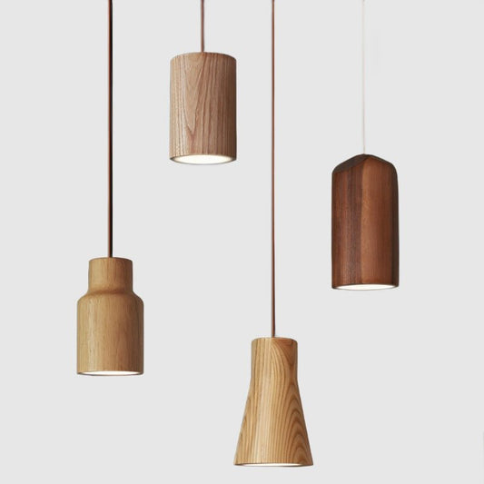 Nordic Houten Hanglamp met Glas - Minimalistische Verstelbare Plafondlamp voor Woonkamer en Eetkamer