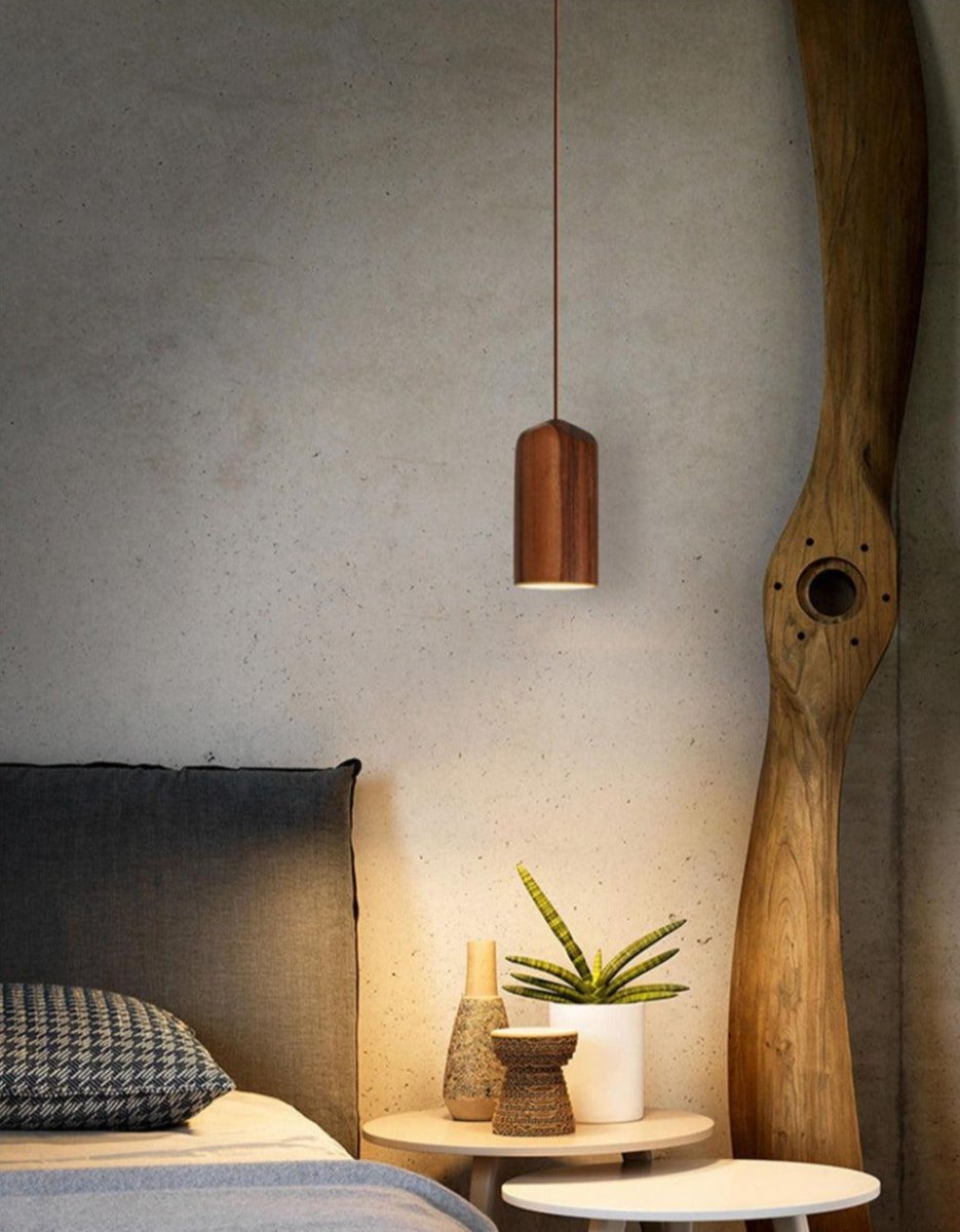 Nordic Houten Hanglamp met Glas - Minimalistische Verstelbare Plafondlamp voor Woonkamer en Eetkamer