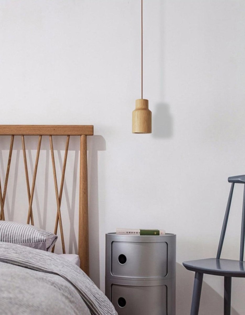 Nordic Houten Hanglamp met Glas - Minimalistische Verstelbare Plafondlamp voor Woonkamer en Eetkamer