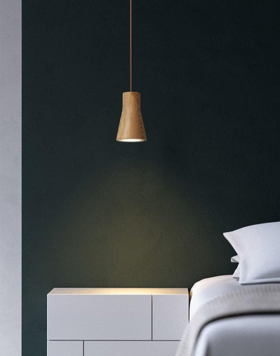 Nordic Houten Hanglamp met Glas - Minimalistische Verstelbare Plafondlamp voor Woonkamer en Eetkamer