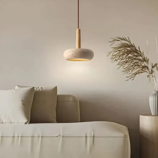 ZenGlow™ LED Wabi Sabi Plafondlamp | Rustgevende Japanse Stijl met Travertijn Steen