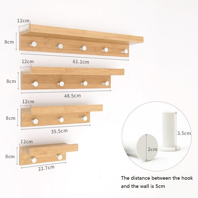 Wandplank met Kapstokhaken voor Hal, Badkamer & Slaapkamer