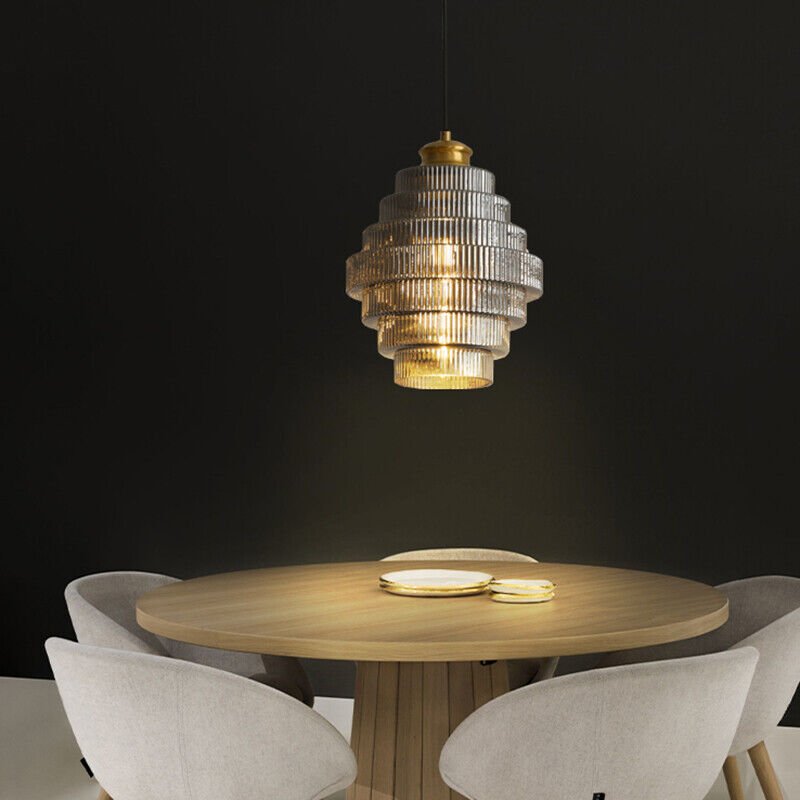 Glazen Hanglamp met Messing Afwerking - Luxe Gelaagde Hanglamp voor Woonkamer en Eetkamer