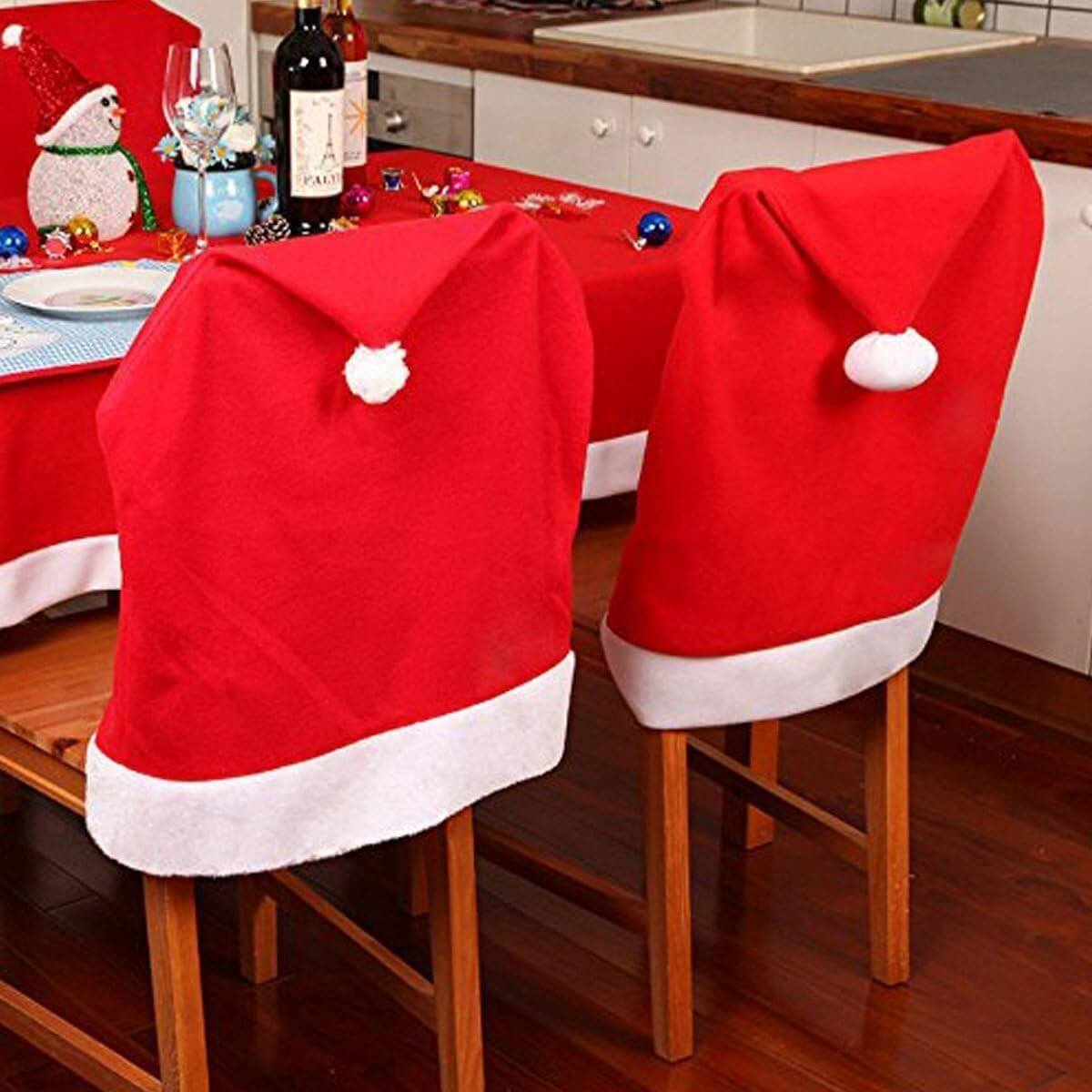 JollySeat Kerstmuts Stoelhoes – Feestelijke Stoelhoezen voor Kerstdecoratie