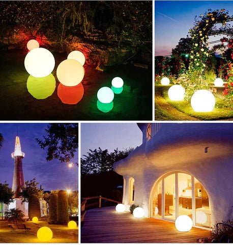 Orbiora™ Sferische Tuinlamp – Draadloze LED Buitenverlichting met 16 Kleuren en Afstandsbediening