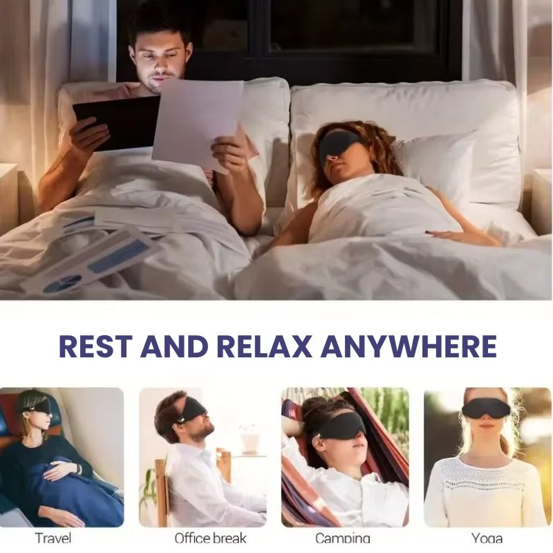 DreamShield™ 3D Blackout Slaapmasker – Volledige Lichtblokkering & Comfort – Voor Reizen en Thuis