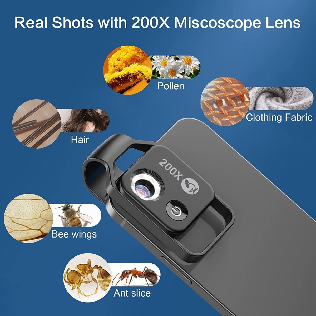 MicroScope Clip 200x - Draagbare Telefoon Microscoop voor Nauwkeurige Beelden