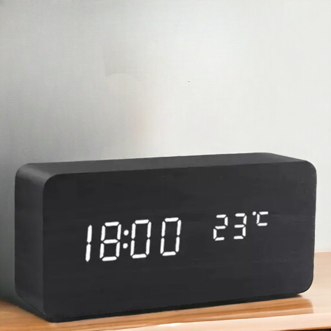 ZenClock Wekker - LED Display, Houtlook, Instelbare Alarmen en Helderheid