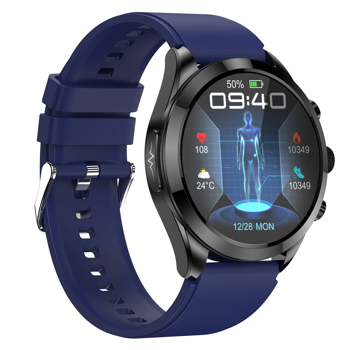 Gezondheid Smartwatch – Non-Invasieve Bloedsuiker-, Bloeddruk-, ECG- en HRV-Monitor