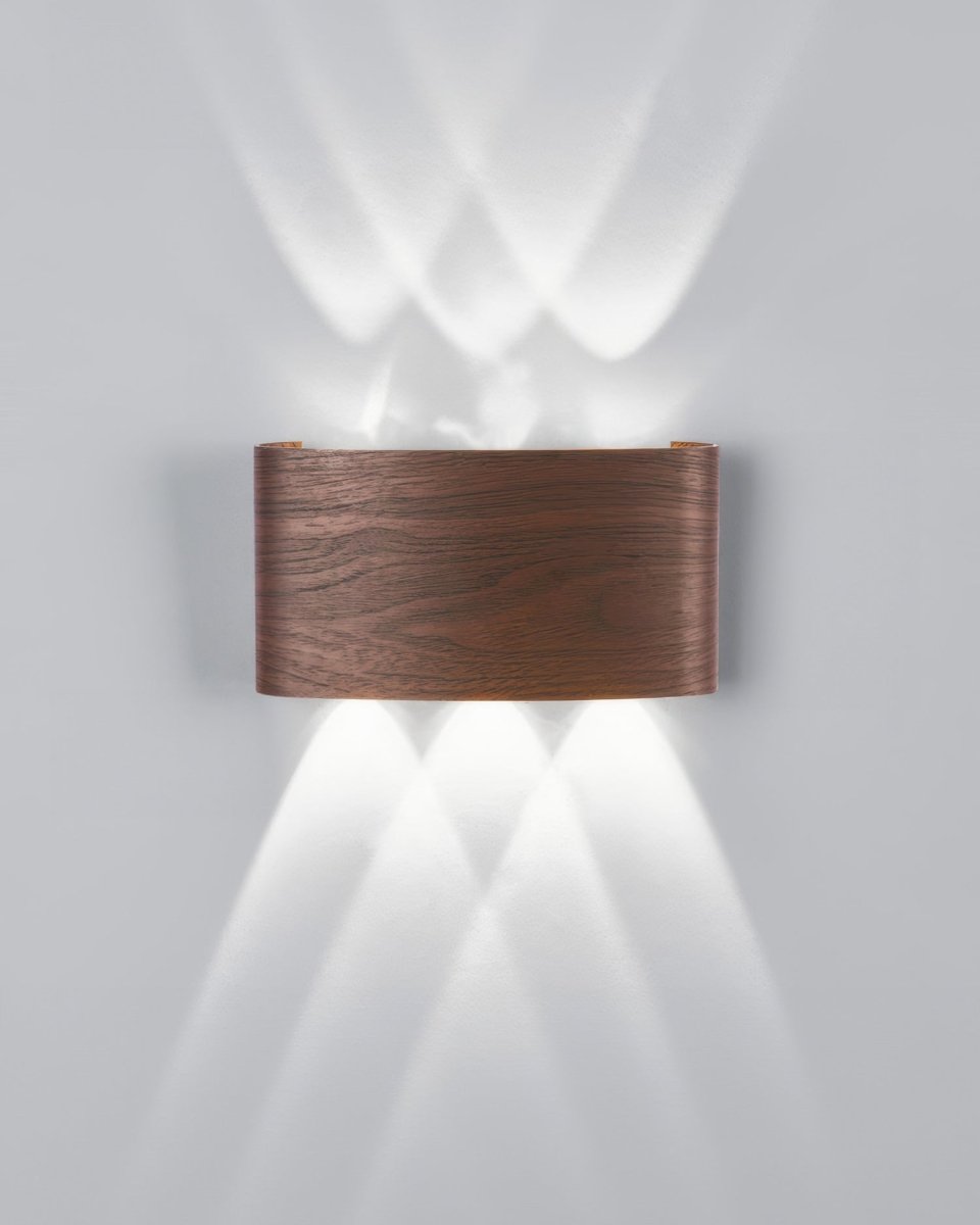 Houtvlam Buiten Wandlamp - Moderne Waterdichte Houtlook Sfeerverlichting